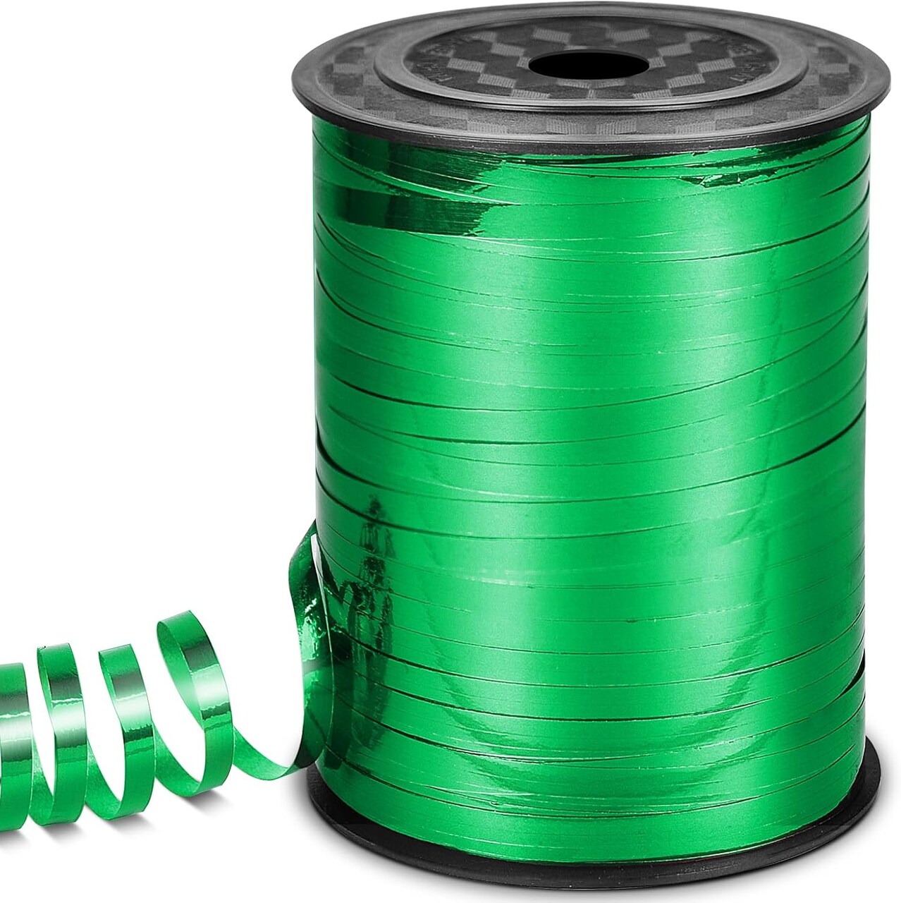 Green metallic iridescent crimped curling ribbon, 500-yard roll for gift wrapping, crafts, balloons, and floral decoration (1 roll)